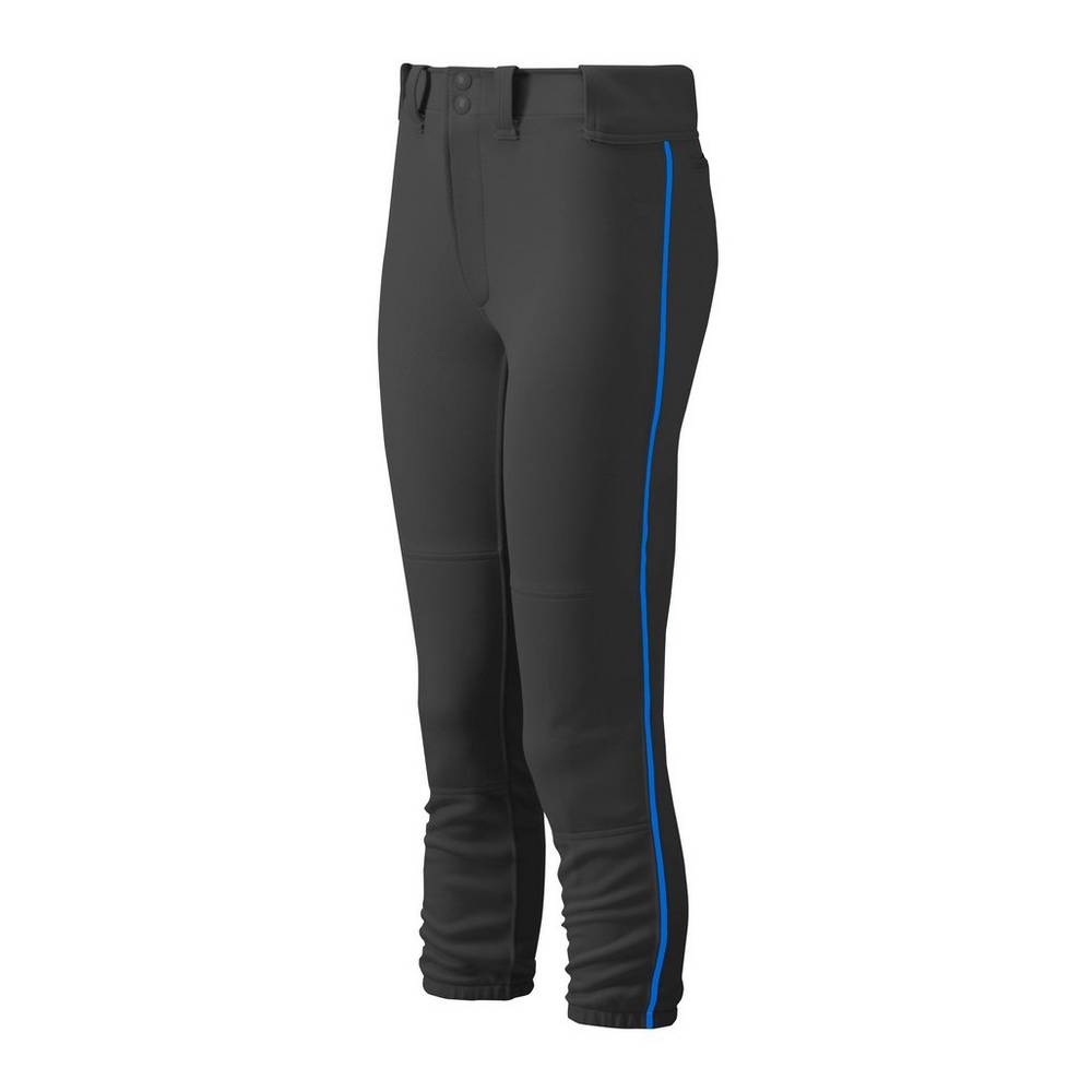 Pantalones Mizuno Softball Belted Piped Para Mujer Negros/Azul Rey 9586427-BE